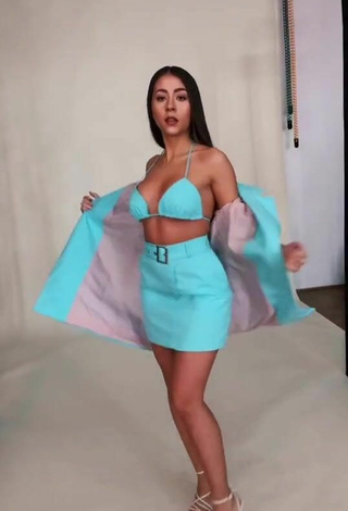 5. Sexy Nicole Cherry Shows Cleavage in Blue Bikini Top