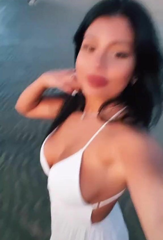 2. Hottie Sabrine Khan Shows Cleavage in White Dress