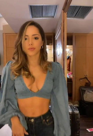 Amazing Silvana Araujo Shows Cleavage in Hot Blue Crop Top