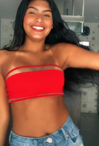 3. Sweet Thaina Amorim in Cute Red Bikini Top and Bouncing Boobs