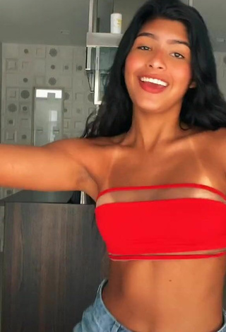 4. Sweet Thaina Amorim in Cute Red Bikini Top and Bouncing Boobs