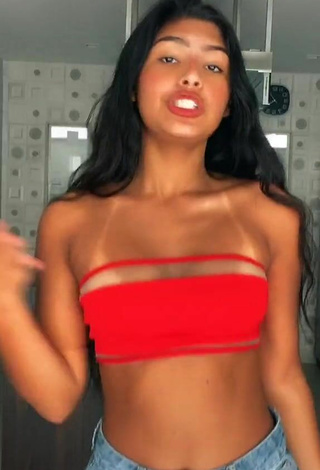5. Sweet Thaina Amorim in Cute Red Bikini Top and Bouncing Boobs