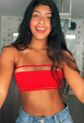 6. Sweet Thaina Amorim in Cute Red Bikini Top and Bouncing Boobs