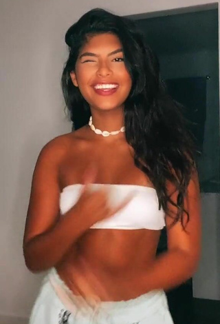 2. Hottie Thaina Amorim in White Bikini Top