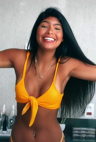 4. Hottie Thaina Amorim in Yellow Bikini and Bouncing Boobs