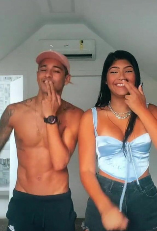 Hottie Thaina Amorim in Blue Crop Top