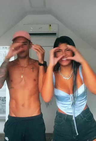 2. Hottie Thaina Amorim in Blue Crop Top