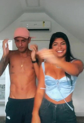 3. Hottie Thaina Amorim in Blue Crop Top