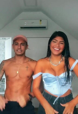 4. Hottie Thaina Amorim in Blue Crop Top