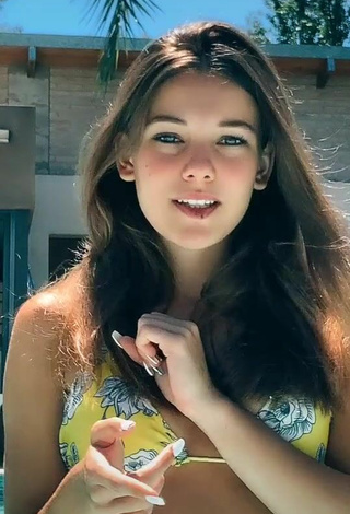 6. Cute Tizimentu in Floral Bikini Top at the Swimming Pool