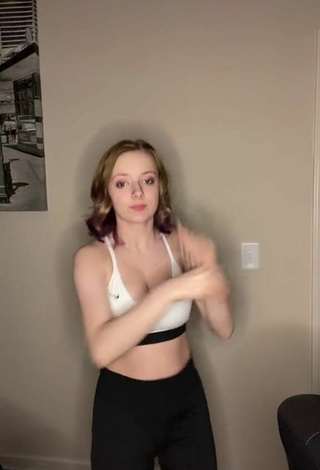 2. Hot Cammy Shows Cleavage in White Sport Bra and Bouncing Boobs
