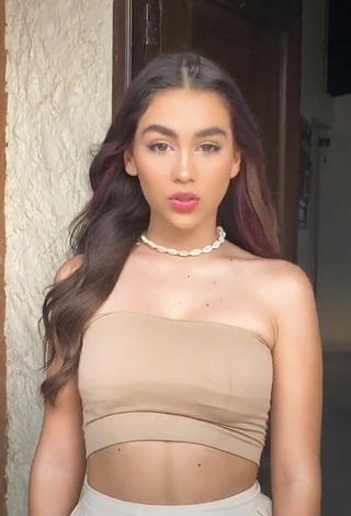 Hot Anahí in Beige Tube Top