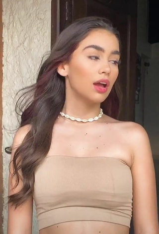 2. Hot Anahí in Beige Tube Top