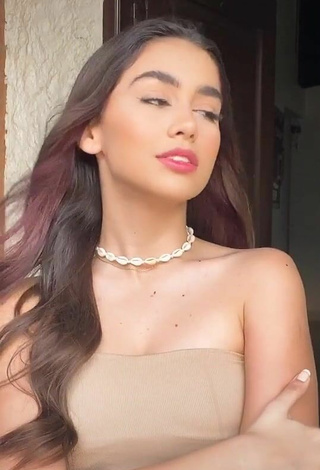 6. Hot Anahí in Beige Tube Top