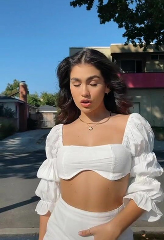 2. Beautiful Anahí in Sexy White Crop Top in a Street