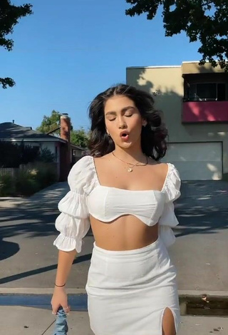 4. Beautiful Anahí in Sexy White Crop Top in a Street