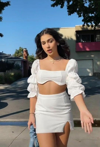 5. Beautiful Anahí in Sexy White Crop Top in a Street