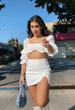 6. Beautiful Anahí in Sexy White Crop Top in a Street