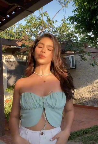 2. Sexy Anahí Shows Cleavage in Olive Crop Top