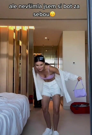3. Sexy Anna Šulcová Shows Cleavage in Purple Bikini Top