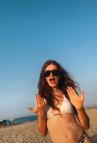 4. Cute Aurora Sheaves in White Bikini Top at the Beach
