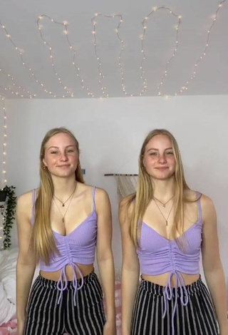 2. Sweet Finja & Svea in Cute Purple Crop Top