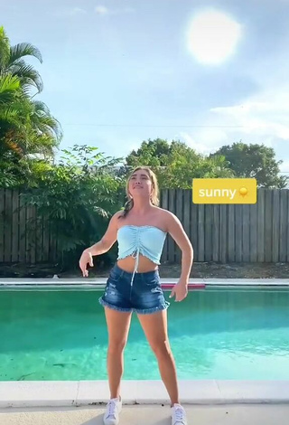 2. Sexy Gabby Murray in Blue Tube Top at the Pool