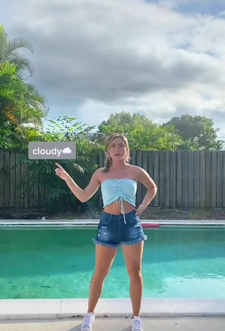 3. Sexy Gabby Murray in Blue Tube Top at the Pool