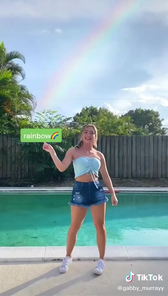 Sexy Gabby Murray in Blue Tube Top at the Pool sexyfilter