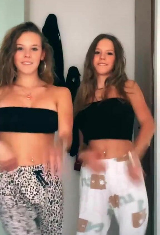 3. Sexy Greta & Alice Greali Shows Cleavage in Black Tube Top and Bouncing Tits