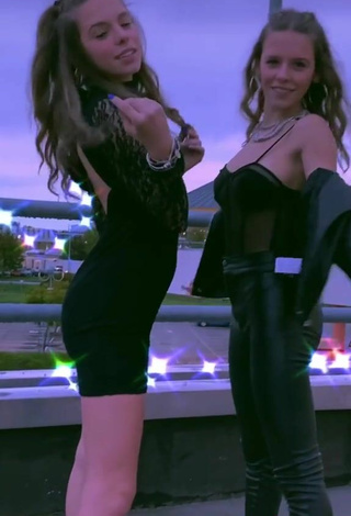 3. Sexy Greta & Alice Greali in Black Corset and Black Dress