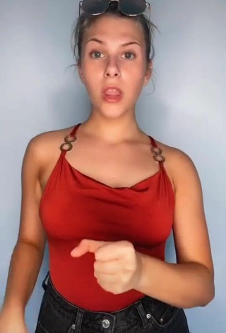 3. Sexy Hannah Simpson in Red Top Braless