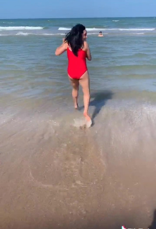 5. Sexy Heer Naik in Red Swimsuit at the Beach