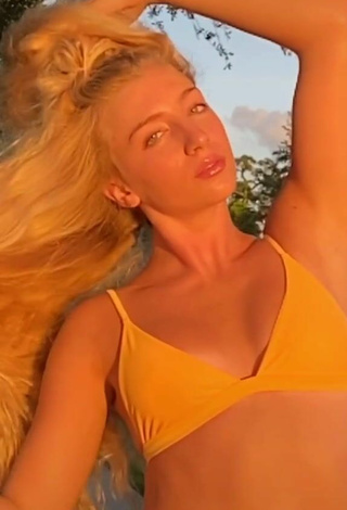 Cute Hannah Mae Dugmore Shows Cleavage in Orange Bikini Top