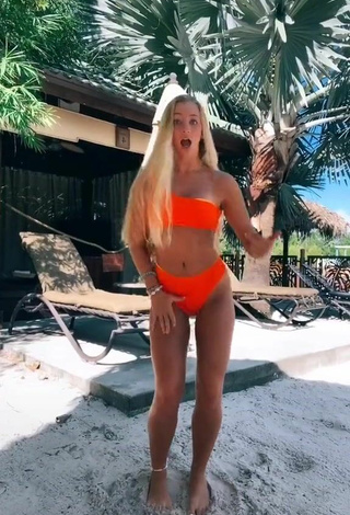 Beautiful Hannah Mae Dugmore in Sexy Orange Bikini at the Beach
