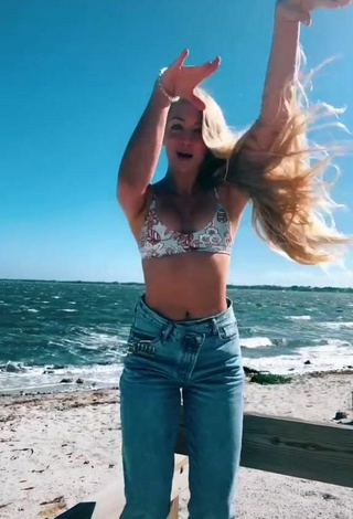 1. Sexy Hannah Mae Dugmore in Floral Bikini Top at the Beach