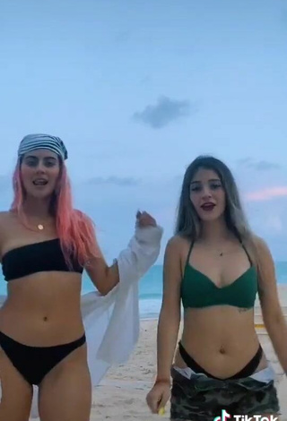 5. Beautiful Fernanda Villalobos in Sexy Green Bikini Top at the Beach