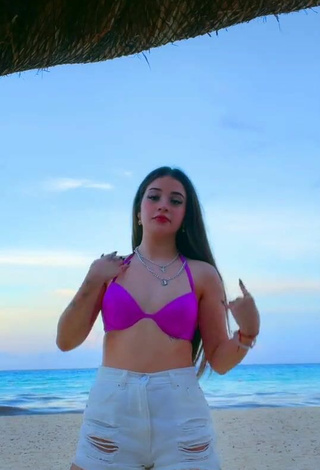Sexy Fernanda Villalobos in Magenta Bikini Top at the Beach