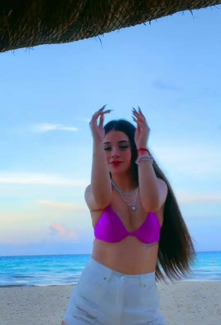 2. Sexy Fernanda Villalobos in Magenta Bikini Top at the Beach