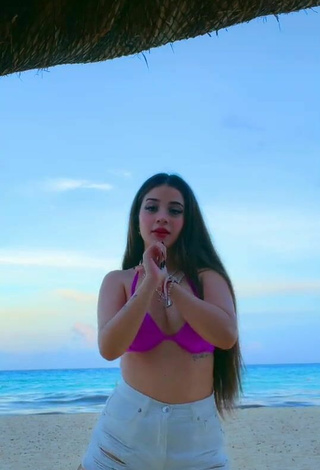 4. Sexy Fernanda Villalobos in Magenta Bikini Top at the Beach