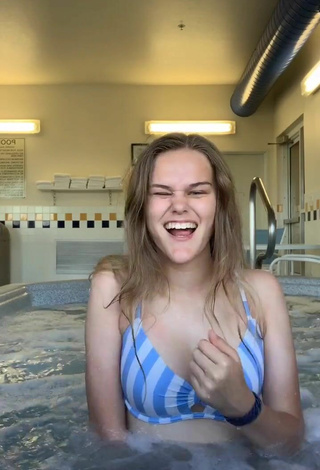 4. Sexy Dakota Young in Striped Bikini Top in the Pool