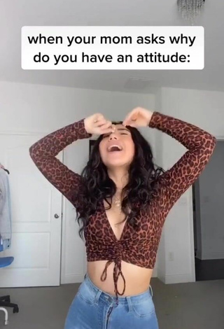 5. Pretty Jazlyn G Shows Cleavage in Leopard Crop Top