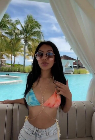 Sexy Jazlyn G in Bikini Top at the Pool