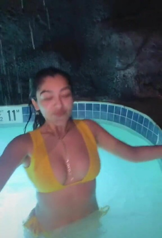 3. Cute Jackie Ybarra in Yellow Bikini at the Swimming Pool