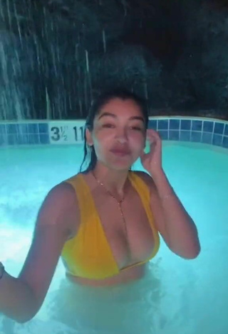 4. Cute Jackie Ybarra in Yellow Bikini at the Swimming Pool