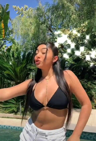 3. Cute Jackie Ybarra in Black Bikini Top at the Pool