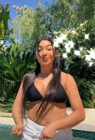 5. Cute Jackie Ybarra in Black Bikini Top at the Pool