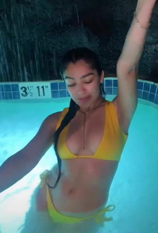 2. Sexy Jackie Ybarra in Yellow Bikini at the Swimming Pool