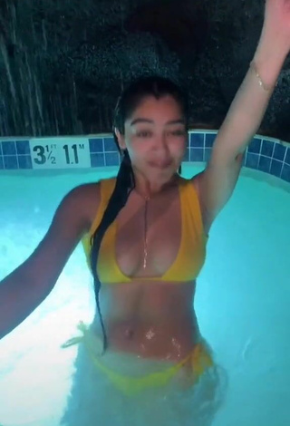 3. Sexy Jackie Ybarra in Yellow Bikini at the Swimming Pool