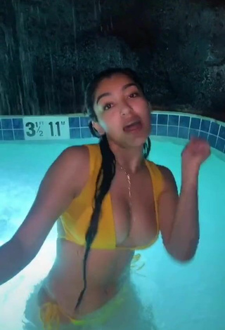 4. Sexy Jackie Ybarra in Yellow Bikini at the Swimming Pool